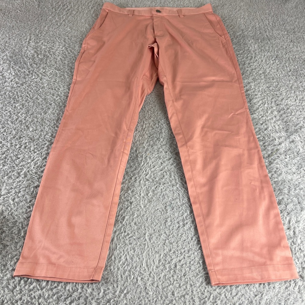 Fabletics Mens The Only Pant Pink Coral Chino Slim Straight 32x32 PT2354910-7487